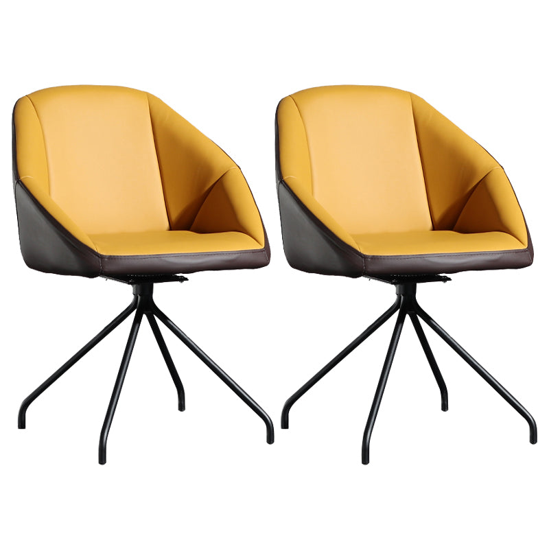 Contemporary Style Dining Chair Arm Metal Side Parsons Chair for Kitchen Yellow 2 Piece Set Clearhalo ' kitchen&dining_furn' 'Dining Chairs' 'Dining Tables & Seating' 'dining_chair' 'furn' 'furn_dining_chair' 'Furniture' 'furniture_dining_chair' 'Kitchen & Dining Furniture' 'kitchen' 4159648