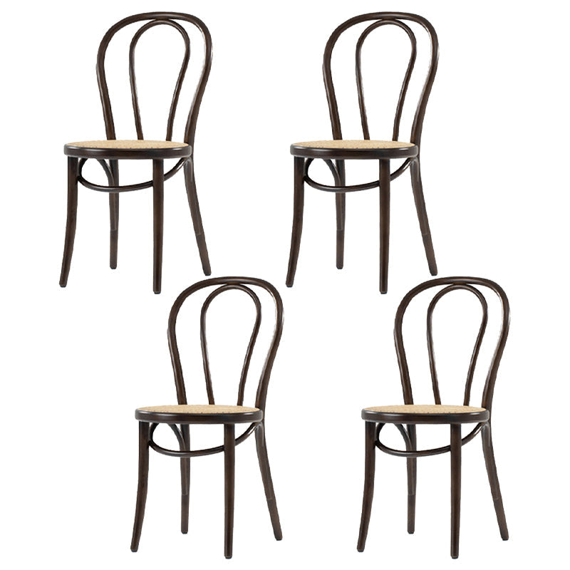 Country Style Wood Dining Chair Open Back Dining Side Chair for Home Use Walnut 4 Piece Set Clearhalo ' kitchen&dining_furn' 'Dining Chairs' 'Dining Tables & Seating' 'dining_chair' 'furn' 'furn_dining_chair' 'Furniture' 'furniture_dining_chair' 'Kitchen & Dining Furniture' 'kitchen' 4159896