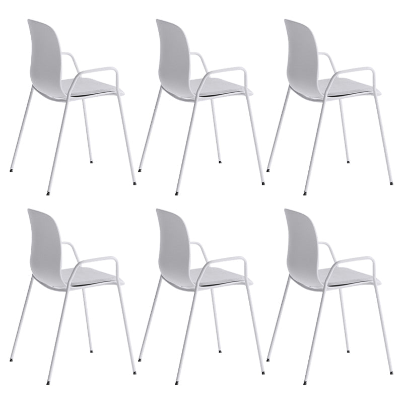 Industrial Plastic Meeting Room Arm Chair Matte Finish Solid Back Dining Chair White-Gray 6 Piece Set Clearhalo ' kitchen&dining_furn' 'Dining Chairs' 'Dining Tables & Seating' 'dining_chair' 'furn' 'furn_dining_chair' 'Furniture' 'furniture_dining_chair' 'Kitchen & Dining Furniture' 'kitchen' 4159934
