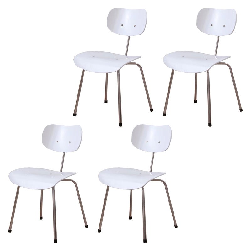 Modern Style Wooden Dining Chairs Open Back Dining Side Chair with Metal Legs White Set of 4 Clearhalo ' kitchen&dining_furn' 'Dining Chairs' 'Dining Tables & Seating' 'dining_chair' 'Furniture' 'furniture_dining_chair' 'Kitchen & Dining Furniture' 'kitchen' 4160317