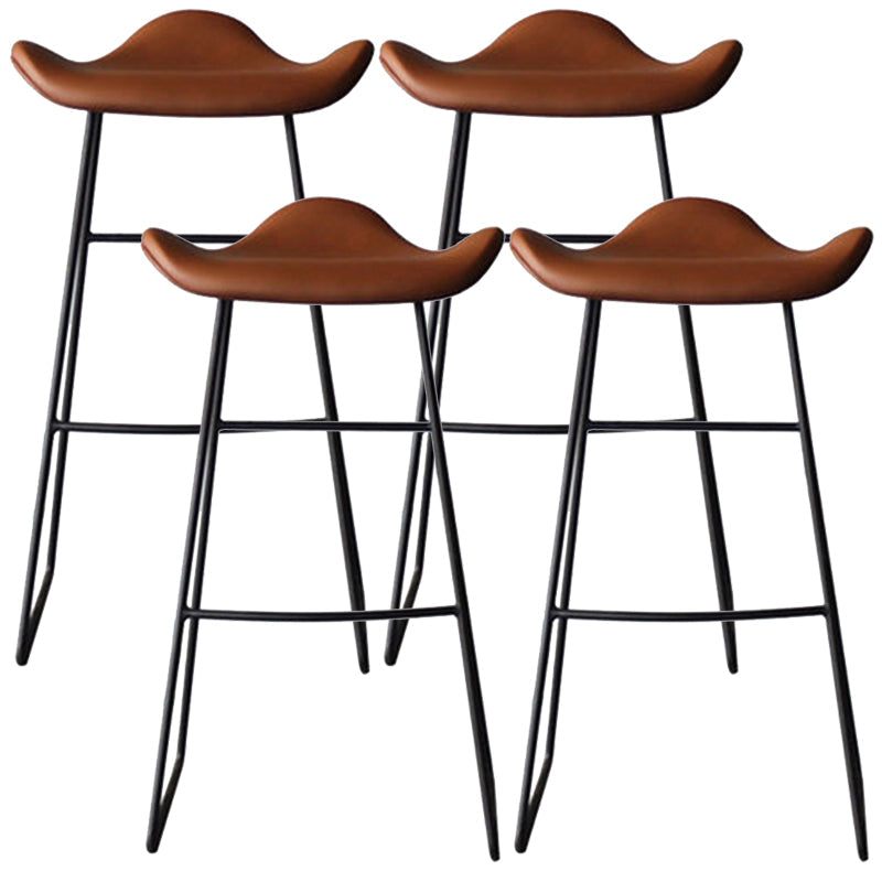 Black Iron Backless Quilted Barstool Industrial Indoor Tall Stool with Leather Seat Dark Brown Set of 4 Clearhalo 'Bar Furniture' 'Bar Stools' 'bar_stools' 'furniture_bar_stools' 'Kitchen & Dining Furniture' 'kitchen&dining_furn' 'kitchen' 'kitchen_furn' Furniture' 4182173