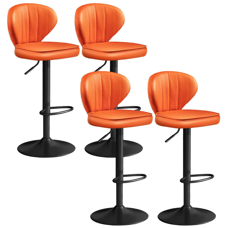 Nordic Style Leather Upholstered Barstool Adjustable Height Swivel Bar Stool Orange Set of 4 Clearhalo 'Bar Furniture' 'Bar Stools' 'bar_stools' 'furniture_bar_stools' 'Kitchen & Dining Furniture' 'kitchen&dining_furn' 'kitchen' 'kitchen_furn' Furniture' 4182237