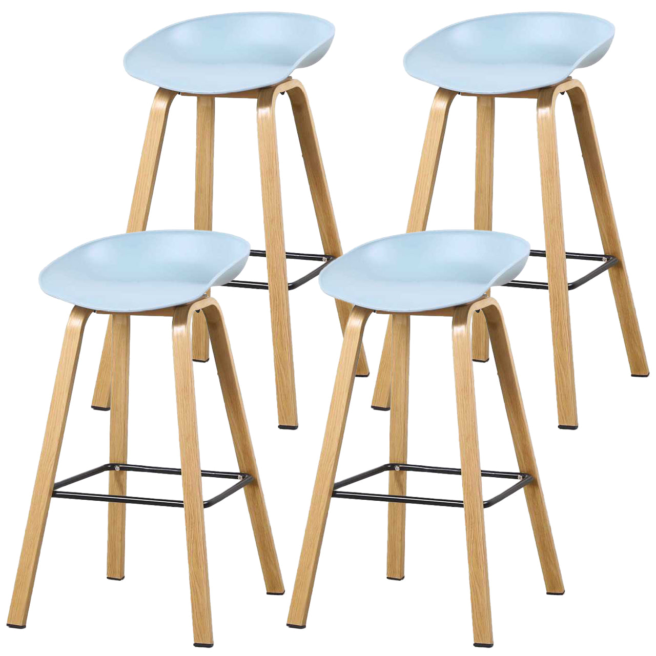 Contemporary Simple Counter Stools 29 Inch Indoor Bar Stool with Metal Leg Light Blue Set of 4 Clearhalo 'Bar Furniture' 'Bar Stools' 'bar_stools' 'furniture_bar_stools' 'Kitchen & Dining Furniture' 'kitchen&dining_furn' 'kitchen' 'kitchen_furn' Furniture' 4182247