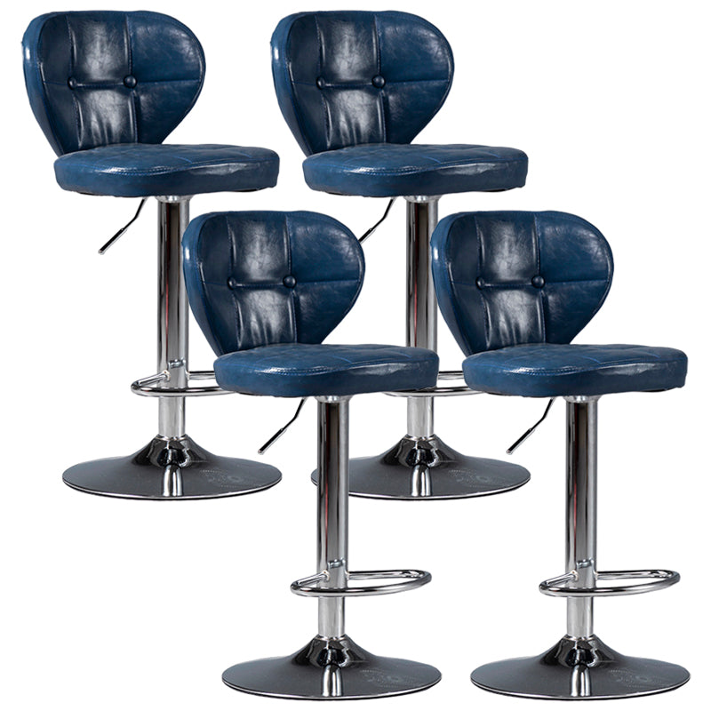 Industrial Style Leather Upholstered Barstool Adjustable Height Swivel Bar Stool Blue Silver Set of 4 Clearhalo 'Bar Furniture' 'Bar Stools' 'bar_stools' 'furniture_bar_stools' 'Kitchen & Dining Furniture' 'kitchen&dining_furn' 'kitchen' 'kitchen_furn' Furniture' 4182413