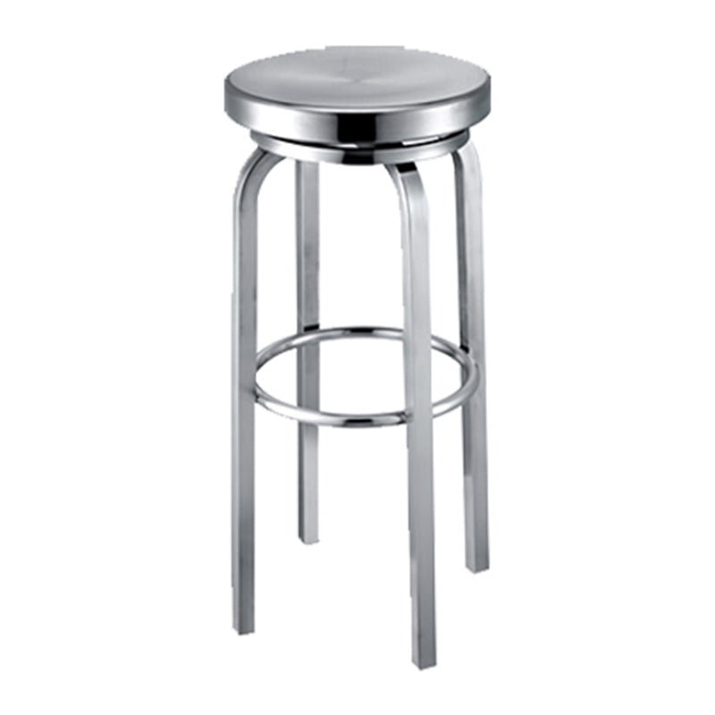 Silver Glossy Brushed Barstool Stainless Steel Outdoor Bar Stool with Round Seat 1 Piece Swivel Clearhalo 'Bar Furniture' 'Bar Stools' 'bar_stools' 'furniture_bar_stools' 'Kitchen & Dining Furniture' 'kitchen&dining_furn' 'kitchen' 'kitchen_furn' Furniture' 4182454