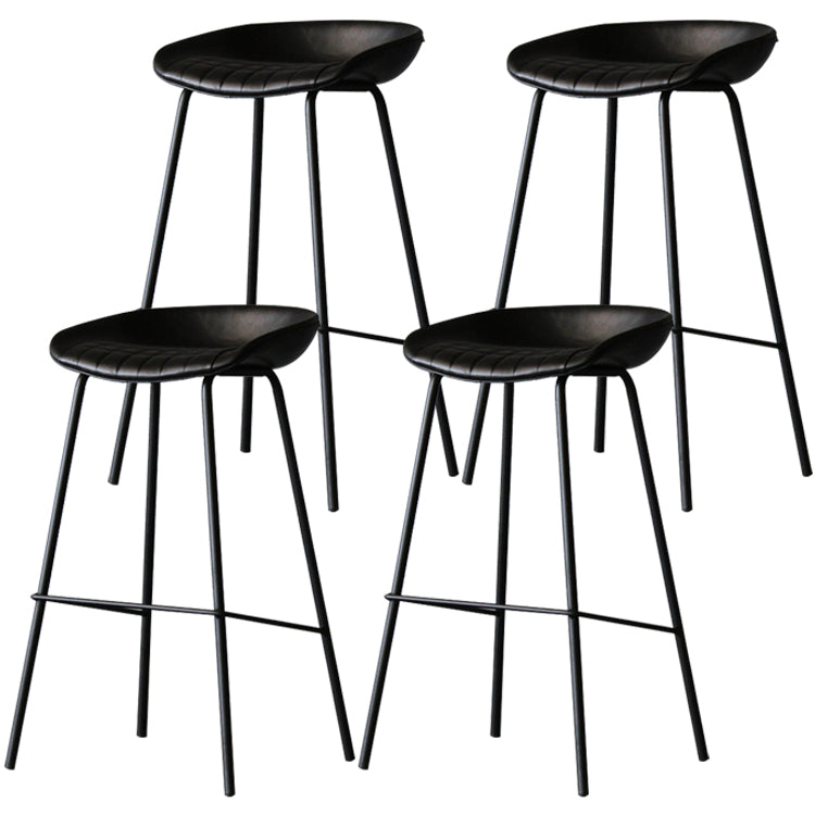 Industrial Leather Distressed Quilted Barstool Living Room Bar Stool with Bucket Seat Textured Black Set of 4 Clearhalo 'Bar Furniture' 'Bar Stools' 'bar_stools' 'furniture_bar_stools' 'Kitchen & Dining Furniture' 'kitchen&dining_furn' 'kitchen' 'kitchen_furn' Furniture' 4182555