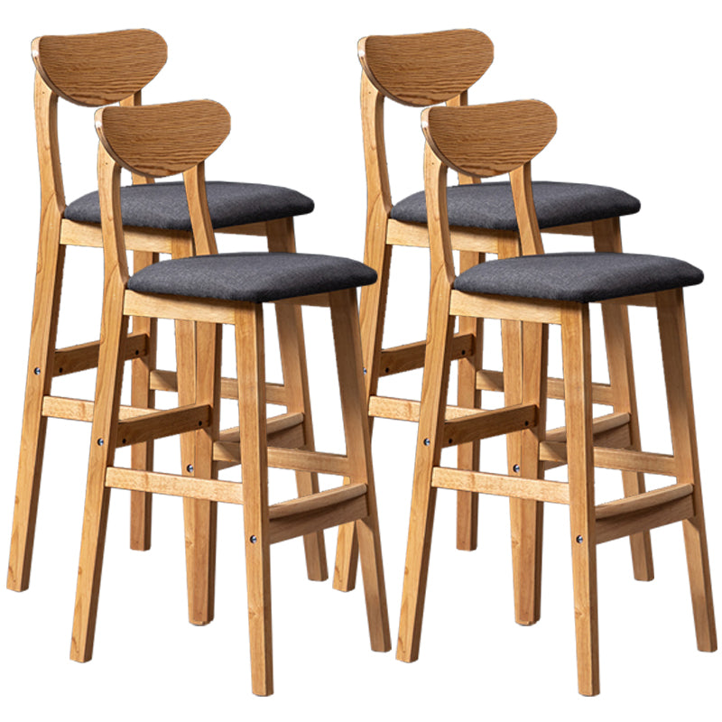 40" H Solid Wood Barstool Nordic Style Indoor Backrest Counter Stools with Cushion Grey Set of 4 Clearhalo 'Bar Furniture' 'Bar Stools' 'bar_stools' 'furniture_bar_stools' 'Kitchen & Dining Furniture' 'kitchen&dining_furn' 'kitchen' 'kitchen_furn' Furniture' 4182626