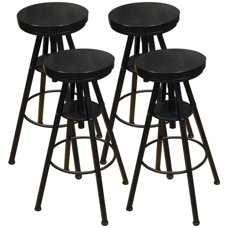 Height Adjustable Metal Barstools Industrial Style Backless Counter Stools Black Solid Wood Set of 4 Clearhalo 'Bar Furniture' 'Bar Stools' 'bar_stools' 'furniture_bar_stools' 'Kitchen & Dining Furniture' 'kitchen&dining_furn' 'kitchen' 'kitchen_furn' Furniture' 4182702