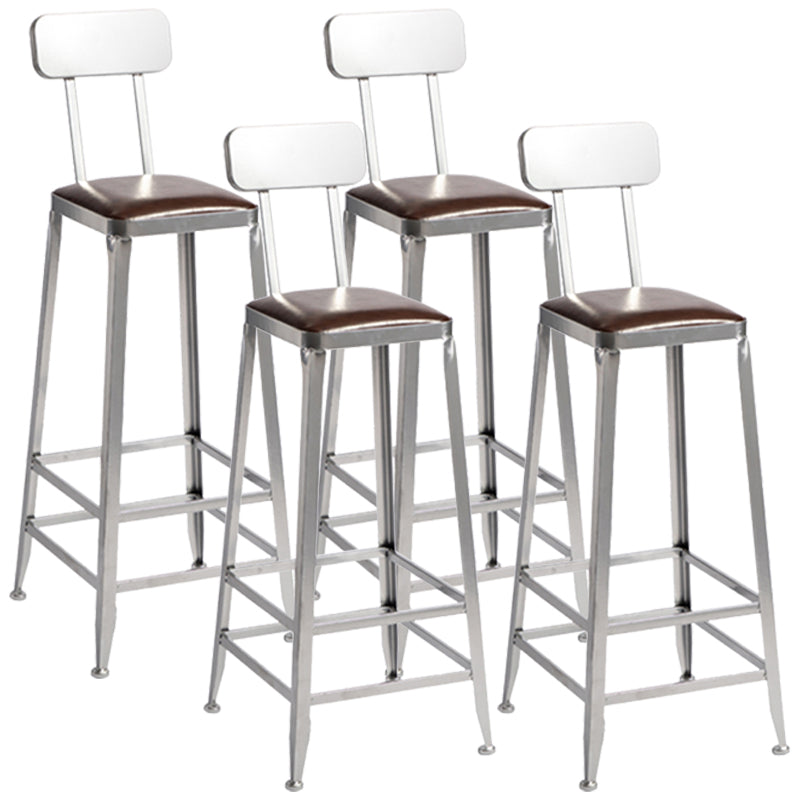 Armless Indoor Barstool Industrial Leather Counter Stool Brushed Silver Set of 4 Low Back Bar Stool(31"H) Clearhalo 'Bar Furniture' 'Bar Stools' 'bar_stools' 'furniture_bar_stools' 'Kitchen & Dining Furniture' 'kitchen&dining_furn' 'kitchen' 'kitchen_furn' Furniture' 4182812