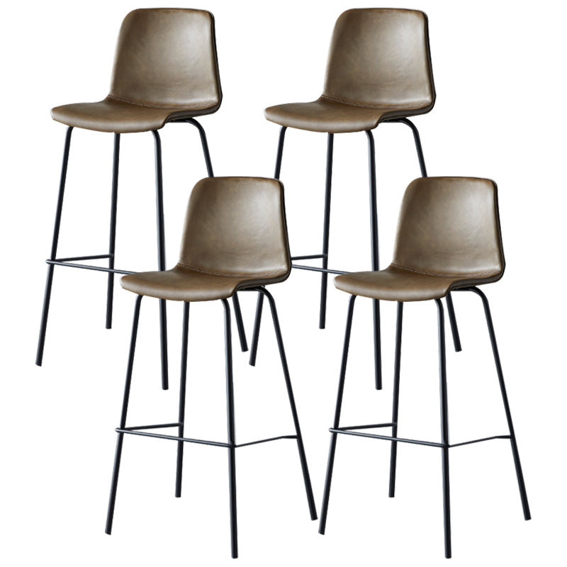 Industrial Upholstered Distressed Quilted Barstool Indoor Tall Stool with Bucket Seat Coffee Set of 4 Clearhalo 'Bar Furniture' 'Bar Stools' 'bar_stools' 'furniture_bar_stools' 'Kitchen & Dining Furniture' 'kitchen&dining_furn' 'kitchen' 'kitchen_furn' Furniture' 4182917