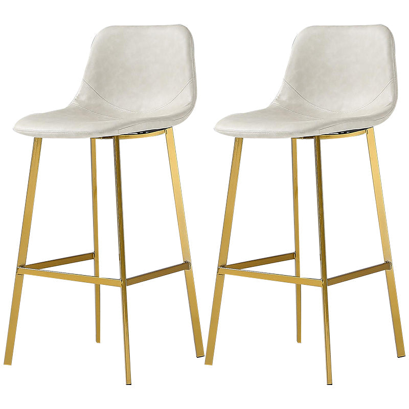 Nordic Style Leather Upholstered Barstool 4 Legs Bar Stool for Dining Room Light Beige Gold Set of 2 Clearhalo 'Bar Furniture' 'Bar Stools' 'bar_stools' 'furniture_bar_stools' 'Kitchen & Dining Furniture' 'kitchen&dining_furn' 'kitchen' 'kitchen_furn' Furniture' 4182934