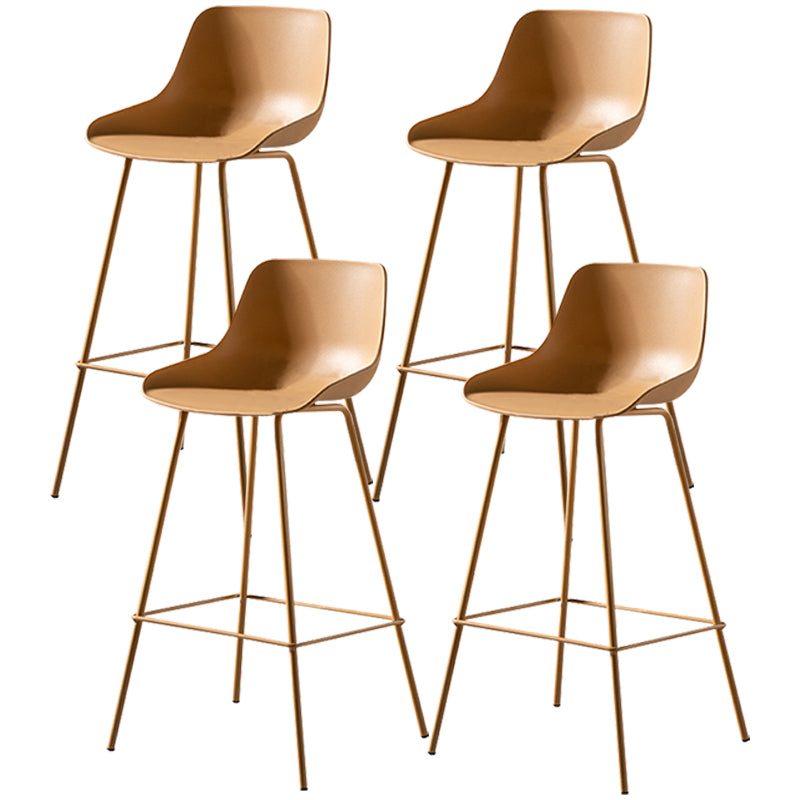 Scandinavian Metal Plastic Counter Stools Low Back Indoor Bar Stool with Bucket Seat Yellow Set of 4 Clearhalo 'Bar Furniture' 'Bar Stools' 'bar_stools' 'furniture_bar_stools' 'Kitchen & Dining Furniture' 'kitchen&dining_furn' 'kitchen' 'kitchen_furn' Furniture' 4182998