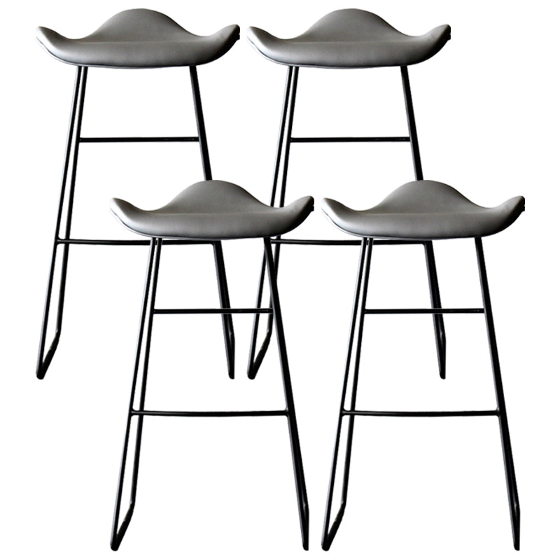 Black PU Leather Barstools Industrial Low Back Bristol Counter Stool with Saddle Seat Grey Set of 4 Clearhalo 'Bar Furniture' 'Bar Stools' 'bar_stools' 'furniture_bar_stools' 'Kitchen & Dining Furniture' 'kitchen&dining_furn' 'kitchen' 'kitchen_furn' Furniture' 4183029