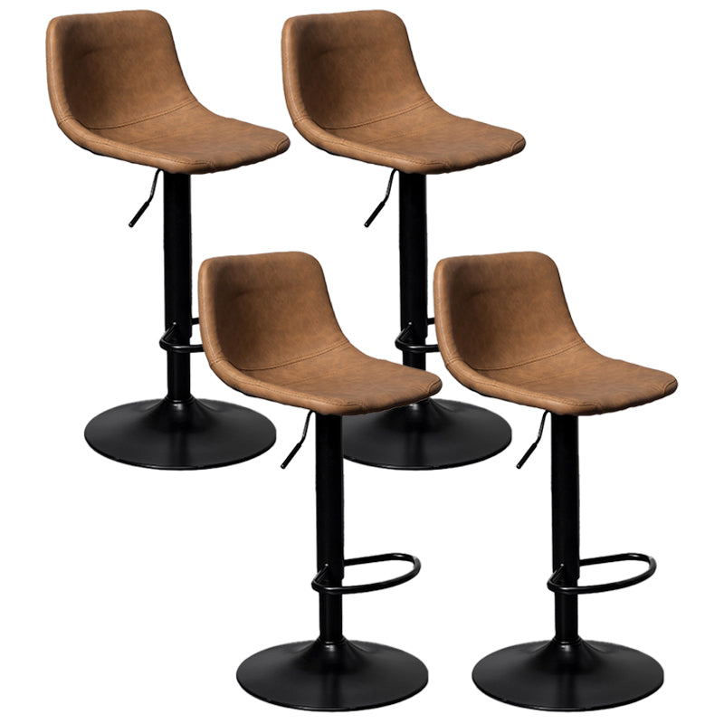 Rotation and Lifting Barstool Industrial Style Leather Seats Bar Stool for Bar Counter Brown Black Set of 4 Clearhalo 'Bar Furniture' 'Bar Stools' 'bar_stools' 'furniture_bar_stools' 'Kitchen & Dining Furniture' 'kitchen&dining_furn' 'kitchen' 'kitchen_furn' Furniture' 4183141