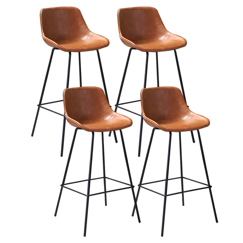 Industrial Leather Distressed Barstool Black Living Room Bar Stool with Bucket Seat Brown Set of 4 Clearhalo 'Bar Furniture' 'Bar Stools' 'bar_stools' 'furniture_bar_stools' 'Kitchen & Dining Furniture' 'kitchen&dining_furn' 'kitchen' 'kitchen_furn' Furniture' 4183169