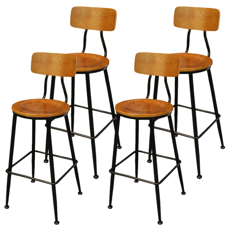 Industrial Black Counter Stools Iron Wooden Bar Bristol Stools with Round Seat Set of 4 Clearhalo 'Bar Furniture' 'Bar Stools' 'bar_stools' 'furniture_bar_stools' 'Kitchen & Dining Furniture' 'kitchen&dining_furn' 'kitchen' 'kitchen_furn' Furniture' 4183175