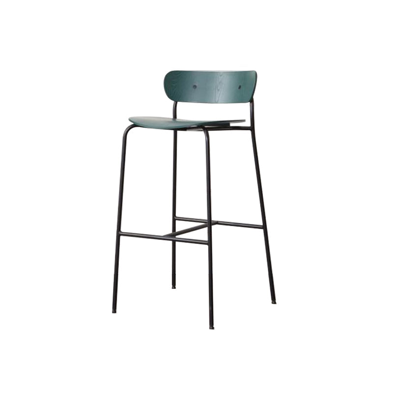 Industrial Black Counter Stool Iron Wooden Bar Bristol Stool with Low Back 1 Piece Green Clearhalo 'Bar Furniture' 'Bar Stools' 'bar_stools' 'furniture_bar_stools' 'Kitchen & Dining Furniture' 'kitchen&dining_furn' 'kitchen' 'kitchen_furn' Furniture' 4183209