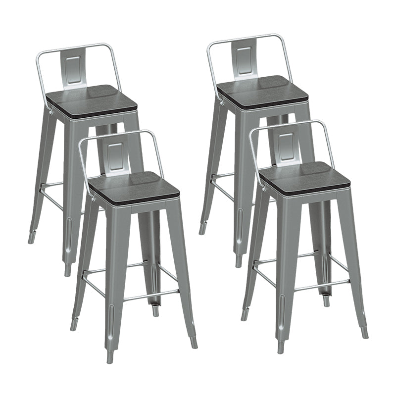 Industrial Silver Counter Stools Iron Wooden Bar Bristol Stools with Low Back Set of 4 Clearhalo 'Bar Furniture' 'Bar Stools' 'bar_stools' 'furniture_bar_stools' 'Kitchen & Dining Furniture' 'kitchen&dining_furn' 'kitchen' 'kitchen_furn' Furniture' 4183221