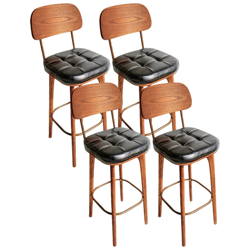Industrial Style Counter Stools Wood Upholstered Bar Stools Bristol with Square Seat Black Set of 4 Clearhalo 'Bar Furniture' 'Bar Stools' 'bar_stools' 'furniture_bar_stools' 'Kitchen & Dining Furniture' 'kitchen&dining_furn' 'kitchen' 'kitchen_furn' Furniture' 4183481