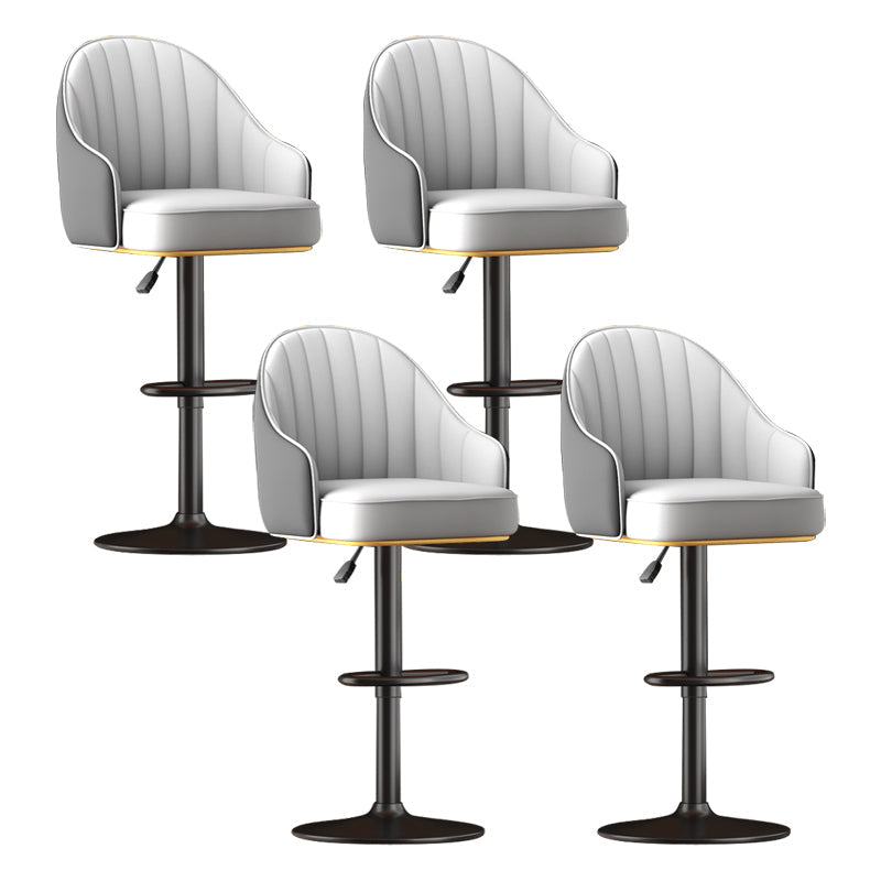 Adjustable Height Counter & Bar Stool Indoor Leather Bucket Footrest Stool Dark Gray Set of 4 Clearhalo 'Bar Furniture' 'Bar Stools' 'bar_stools' 'furniture_bar_stools' 'Kitchen & Dining Furniture' 'kitchen&dining_furn' 'kitchen' 'kitchen_furn' Furniture' 4183552