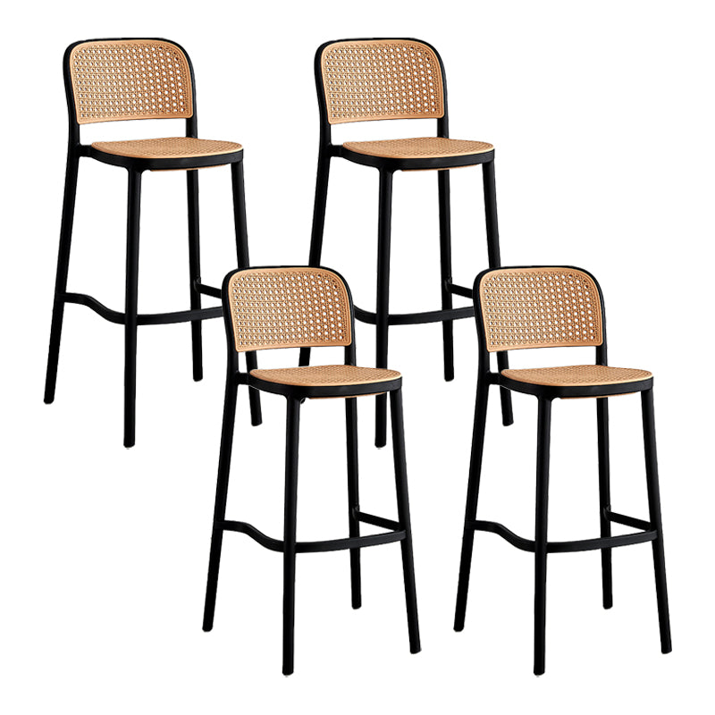 Square Plastic Modern Bar Stool Footrest Low Back Counter Stool for Coffee Shop Black Set of 4 Counter Stool(26"H) Clearhalo 'Bar Furniture' 'Bar Stools' 'bar_stools' 'furniture_bar_stools' 'Kitchen & Dining Furniture' 'kitchen&dining_furn' 'kitchen' 'kitchen_furn' Furniture' 4183584