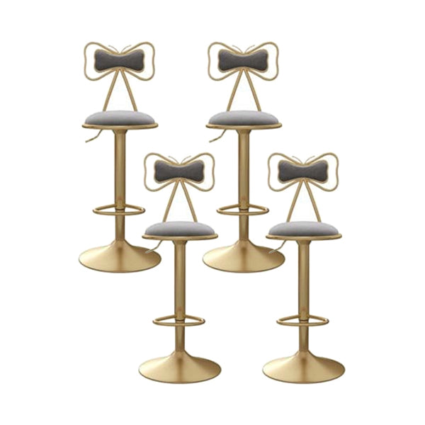 Adjustable Glam Bar Stool Footrest Low Back Upholstered Indoor Counter Stool Grey Set of 4 Upholstered Clearhalo 'Bar Furniture' 'Bar Stools' 'bar_stools' 'furniture_bar_stools' 'Kitchen & Dining Furniture' 'kitchen&dining_furn' 'kitchen' 'kitchen_furn' Furniture' 4183648