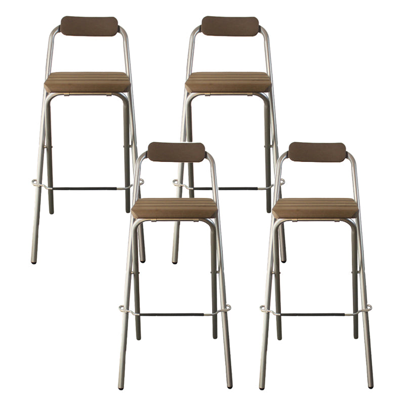 Modern Backrest Folding Counter Stool Steel Living Room Bar Stool with Footrest Silver Set of 4 Clearhalo 'Bar Furniture' 'Bar Stools' 'bar_stools' 'furniture_bar_stools' 'Kitchen & Dining Furniture' 'kitchen&dining_furn' 'kitchen' 'kitchen_furn' Furniture' 4183675