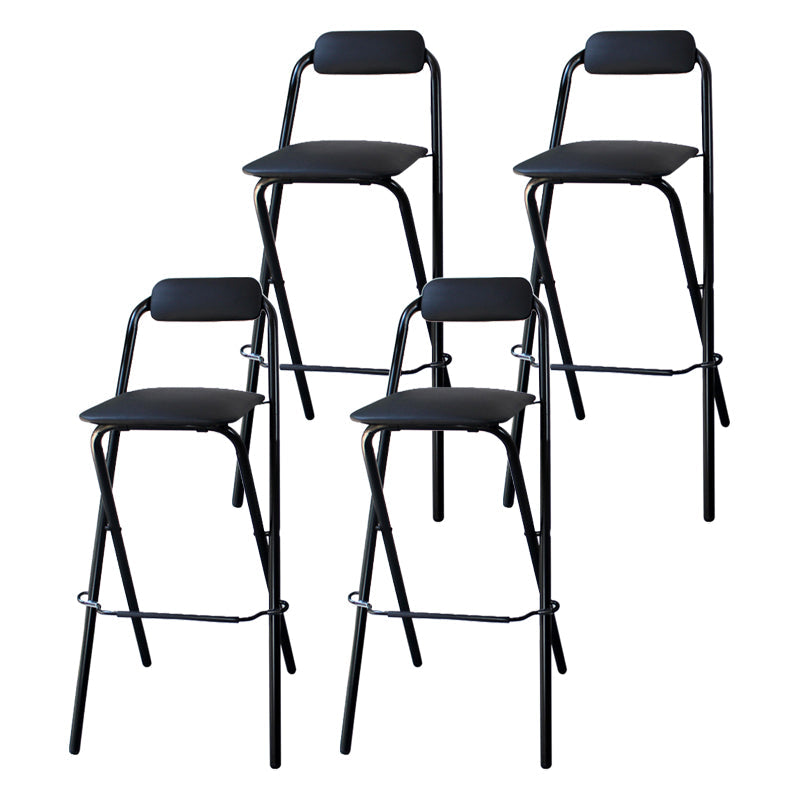Modern Backrest Folding Counter Stool Iron Balcony Bar Stool with Footrest Black 4 Piece Set Clearhalo 'Bar Furniture' 'Bar Stools' 'bar_stools' 'furn' 'furn_bar_stools' 'furniture_bar_stools' 'Kitchen & Dining Furniture' 'kitchen&dining_furn' 'kitchen' 'kitchen_furn' Furniture' 4183752
