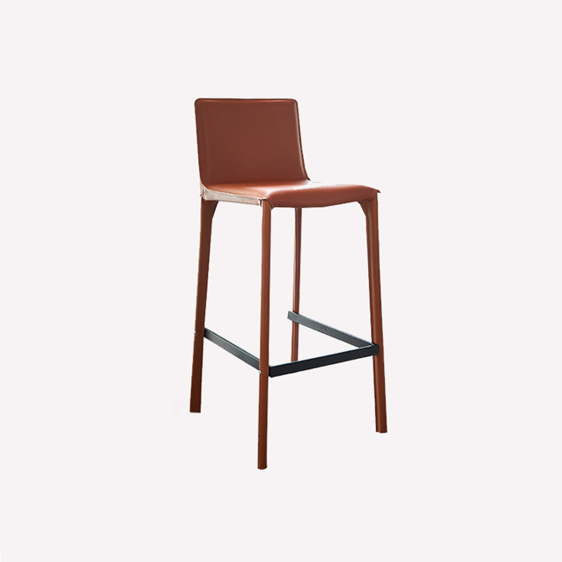 Contemporary Footrest Leather Counter and Bar Stool Square Low Back Bar Stool Orange Clearhalo 'Bar Furniture' 'Bar Stools' 'bar_stools' 'furn' 'furn_bar_stools' 'furniture_bar_stools' 'Kitchen & Dining Furniture' 'kitchen&dining_furn' 'kitchen' 'kitchen_furn' Furniture' 4183764