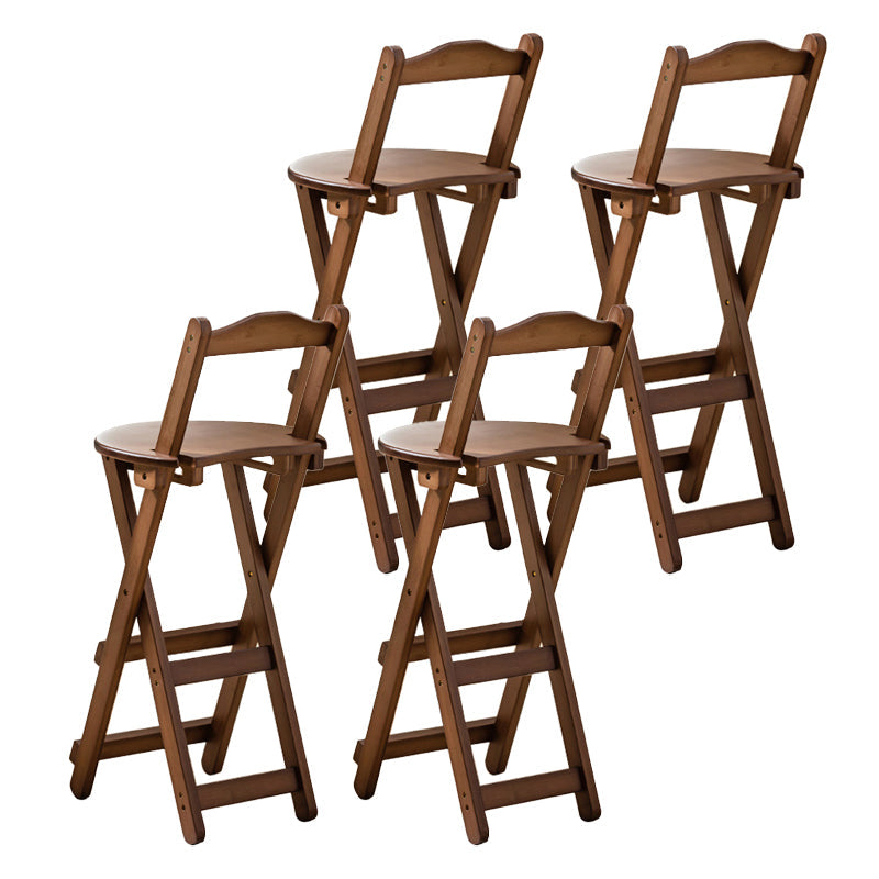 Modern Backrest Folding Counter Stool Wood Restaurant Bar Stool with Footrest Brown 4 Piece Set Bar Stool(30"H) Clearhalo 'Bar Furniture' 'Bar Stools' 'bar_stools' 'furn' 'furn_bar_stools' 'furniture_bar_stools' 'Kitchen & Dining Furniture' 'kitchen&dining_furn' 'kitchen' 'kitchen_furn' Furniture' 4183782