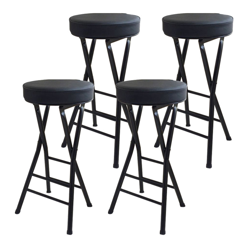 Modern Folding Armless Counter Stool Steel Living Room Bar Stool with Footrest Black 4 Piece Set Counter Stool (24"H) Clearhalo 'Bar Furniture' 'Bar Stools' 'bar_stools' 'furn' 'furn_bar_stools' 'furniture_bar_stools' 'Kitchen & Dining Furniture' 'kitchen&dining_furn' 'kitchen' 'kitchen_furn' Furniture' 4184096
