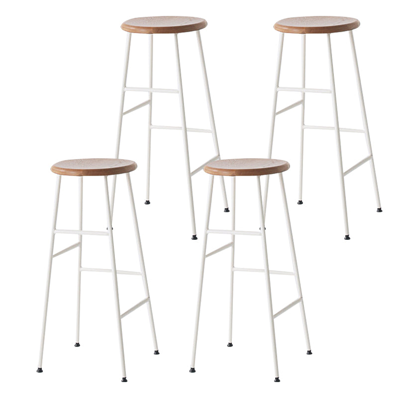 Round Modern Counter Bar Stool Armless Indoor Bar Stool with Footrest and Steel Base Brown 4 Piece Set Bar Stool(30"H) Clearhalo 'Bar Furniture' 'Bar Stools' 'bar_stools' 'furn' 'furn_bar_stools' 'furniture_bar_stools' 'Kitchen & Dining Furniture' 'kitchen&dining_furn' 'kitchen' 'kitchen_furn' Furniture' 4184373