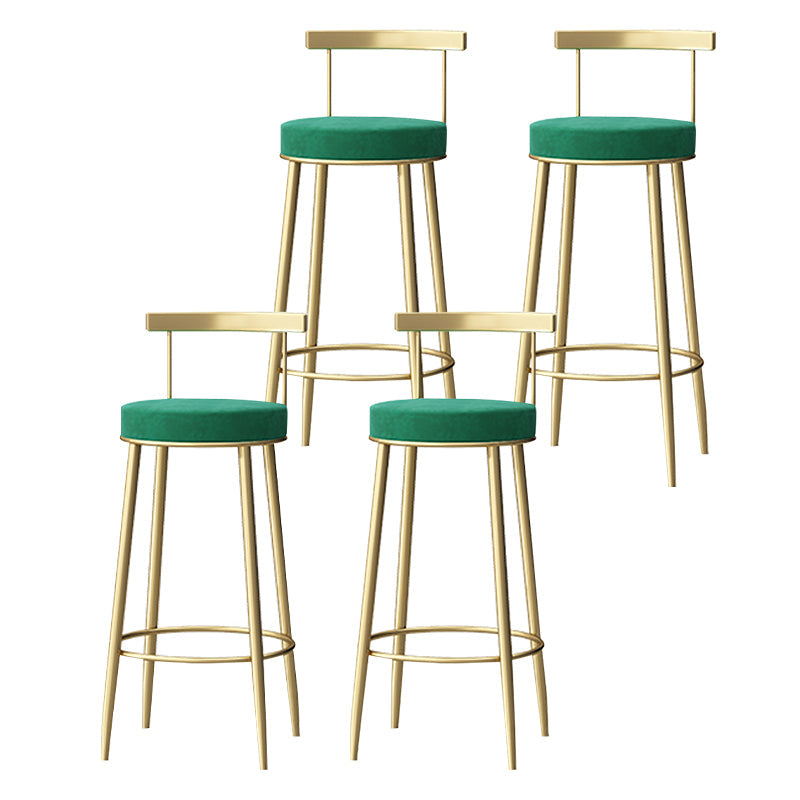 Glam Backrest Armless Counter Stool Iron Household Bar Stool with Cushion Green 4 Piece Set Clearhalo 'Bar Furniture' 'Bar Stools' 'bar_stools' 'furn' 'furn_bar_stools' 'furniture_bar_stools' 'Kitchen & Dining Furniture' 'kitchen&dining_furn' 'kitchen' 'kitchen_furn' Furniture' 4184430