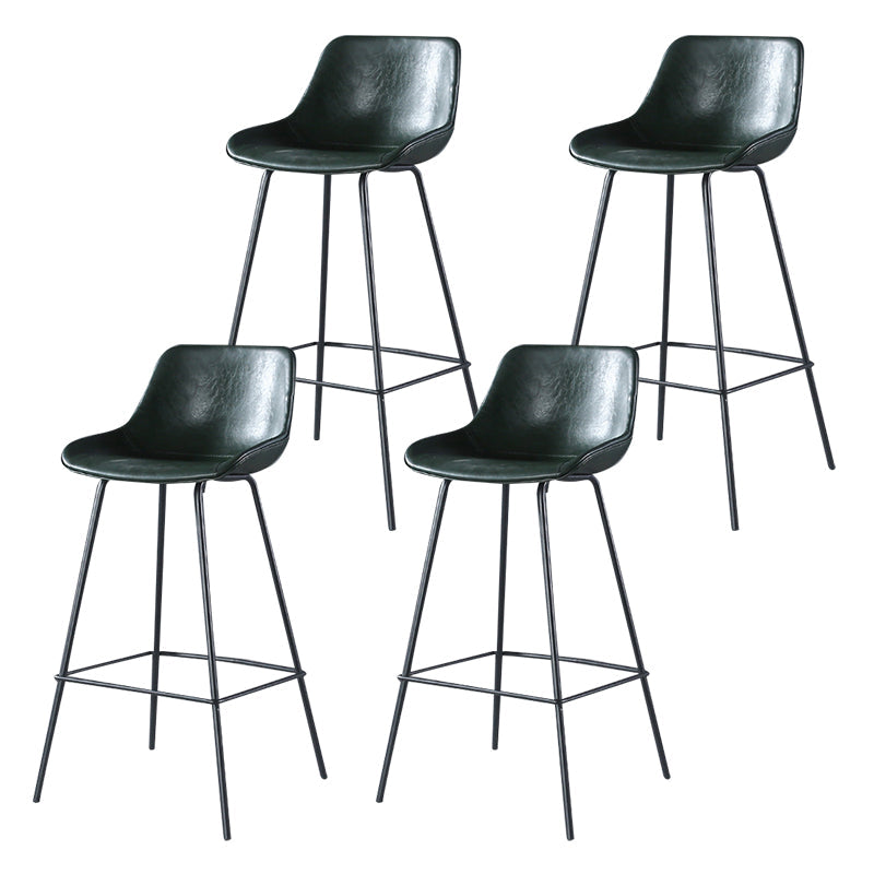 Modern Counter Bar Stool Armless Leather Indoor Bar Stool with Footrest Metal Base Blackish Green 4 Piece Set Clearhalo 'Bar Furniture' 'Bar Stools' 'bar_stools' 'furn' 'furn_bar_stools' 'furniture_bar_stools' 'Kitchen & Dining Furniture' 'kitchen&dining_furn' 'kitchen' 'kitchen_furn' Furniture' 4184474