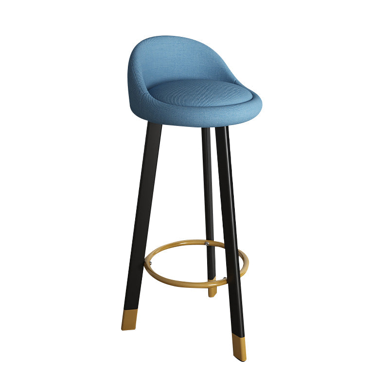 Modern Backrest Armless Counter Stool Steel Household Bar Stool with Cushion Black Blue Clearhalo 'Bar Furniture' 'Bar Stools' 'bar_stools' 'furn' 'furn_bar_stools' 'furniture_bar_stools' 'Kitchen & Dining Furniture' 'kitchen&dining_furn' 'kitchen' 'kitchen_furn' Furniture' 4184548
