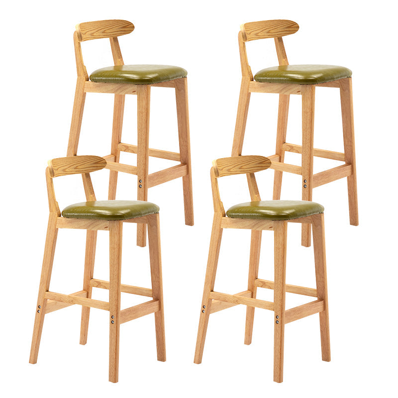 Modern Backrest Armless Counter Stool Wood Milk Tea Shop Bar Stool with Cushion Green 4 Piece Set Clearhalo 'Bar Furniture' 'Bar Stools' 'bar_stools' 'furn' 'furn_bar_stools' 'furniture_bar_stools' 'Kitchen & Dining Furniture' 'kitchen&dining_furn' 'kitchen' 'kitchen_furn' Furniture' 4184663
