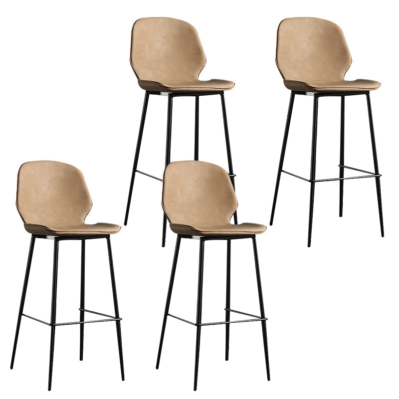 Modern Backrest Armless Counter Stool Iron Balcony Bar Stool with Leather Cushion Brown 4 Piece Set Bar Stool(30"H) Clearhalo 'Bar Furniture' 'Bar Stools' 'bar_stools' 'furn' 'furn_bar_stools' 'furniture_bar_stools' 'Kitchen & Dining Furniture' 'kitchen&dining_furn' 'kitchen' 'kitchen_furn' Furniture' 4184730