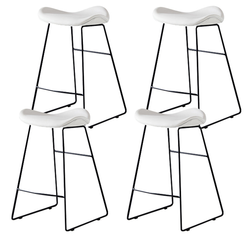 Leather Counter Stool Modern Backless Footrest Saddle Seat Bar Stool for Bar Off-White 4 Piece Set Bar Stool(30"H) Clearhalo 'Bar Furniture' 'Bar Stools' 'bar_stools' 'furn' 'furn_bar_stools' 'furniture_bar_stools' 'Kitchen & Dining Furniture' 'kitchen&dining_furn' 'kitchen' 'kitchen_furn' Furniture' 4184776
