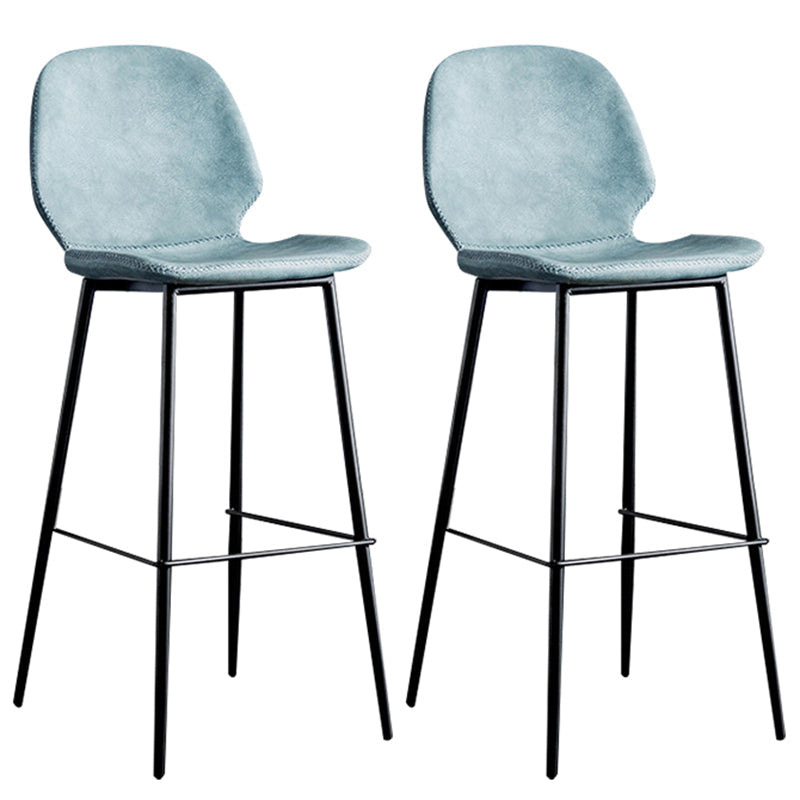 Contemporary Faux Leather Bar Stool 41.5" Indoor Barstool (Set of 2) Blue 2 Piece Set Clearhalo 'Bar Furniture' 'Bar Stools' 'bar_stools' 'furn' 'furn_bar_stools' 'furniture_bar_stools' 'Kitchen & Dining Furniture' 'kitchen&dining_furn' 'kitchen' 'kitchen_furn' Furniture' 4184977