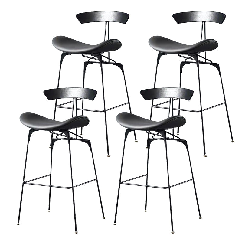 Contemporary Faux Leather Bar Stool 39" Indoor Stool with Metal Base Grey 4 Piece Set Clearhalo 'Bar Furniture' 'Bar Stools' 'bar_stools' 'furn' 'furn_bar_stools' 'furniture_bar_stools' 'Kitchen & Dining Furniture' 'kitchen&dining_furn' 'kitchen' 'kitchen_furn' Furniture' 4184998