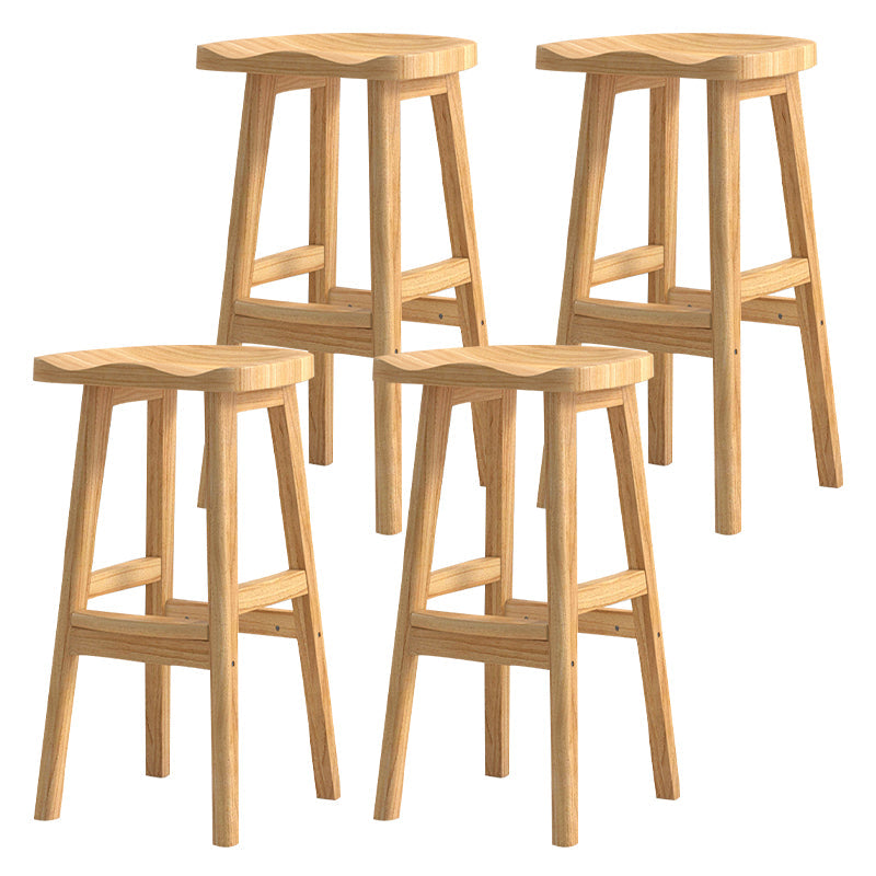 Solid Wood Modern Bar Stool Saddle Seat Backless Indoor Stool with Wood Legs Wood 4 Piece Set Bar Stool(31"H) Clearhalo 'Bar Furniture' 'Bar Stools' 'bar_stools' 'furn' 'furn_bar_stools' 'furniture_bar_stools' 'Kitchen & Dining Furniture' 'kitchen&dining_furn' 'kitchen' 'kitchen_furn' Furniture' 4186299