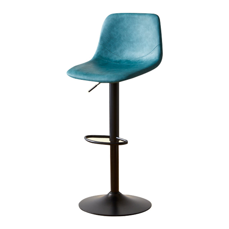 Modern Leather Bar Stool Footrest Bucket Adjustable Indoor Counter Stool Lake Blue Clearhalo 'Bar Furniture' 'Bar Stools' 'bar_stools' 'furn' 'furn_bar_stools' 'furniture_bar_stools' 'Kitchen & Dining Furniture' 'kitchen&dining_furn' 'kitchen' 'kitchen_furn' Furniture' 4186398