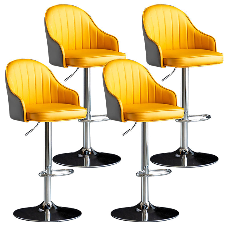 Modern Rotatable Armless Counter Stool Iron Household Bar Stool with Leather Cushion Yellow-Gray Silver 4 Piece Set Clearhalo 'Bar Furniture' 'Bar Stools' 'bar_stools' 'furn' 'furn_bar_stools' 'furniture_bar_stools' 'Kitchen & Dining Furniture' 'kitchen&dining_furn' 'kitchen' 'kitchen_furn' Furniture' 4186457