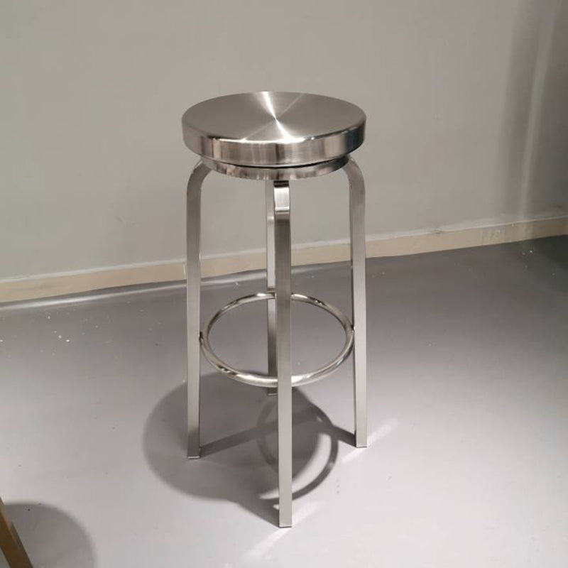 Silver Industrial 29.5" H Barstool Glossy Stainless Steel Brushed Tall Stool 1 Piece Silver Swivel Clearhalo 'Bar Furniture' 'Bar Stools' 'bar_stools' 'furn' 'furn_bar_stools' 'furniture_bar_stools' 'Kitchen & Dining Furniture' 'kitchen&dining_furn' 'kitchen' 'kitchen_furn' Furniture' 4186546