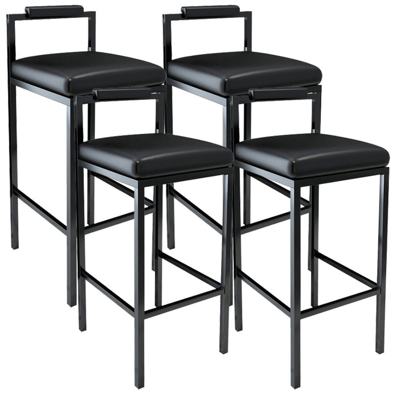 Black Iron Low Back Barstool Industrial Restaurant Tall Stool with Square Seat Black 4 Piece Set Clearhalo 'Bar Furniture' 'Bar Stools' 'bar_stools' 'furn' 'furn_bar_stools' 'furniture_bar_stools' 'Kitchen & Dining Furniture' 'kitchen&dining_furn' 'kitchen' 'kitchen_furn' Furniture' 4186635