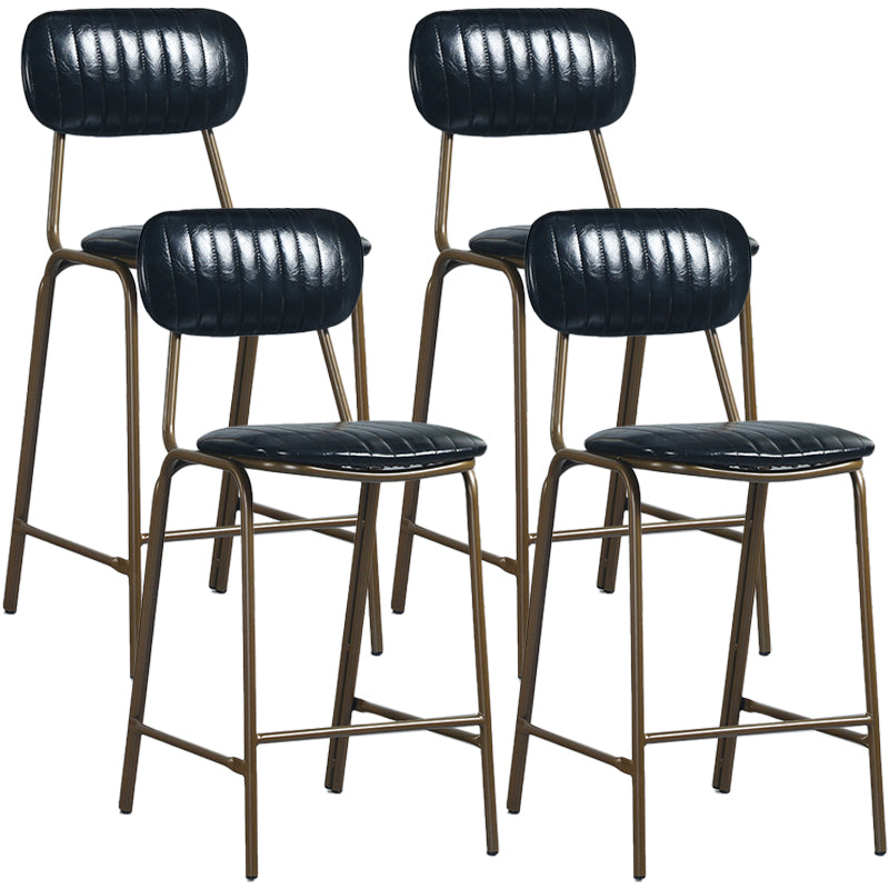 Quilted Rectangle Distressed Leather Barstool Industrial Indoor Tall Stool Black 4 Piece Set Clearhalo 'Bar Furniture' 'Bar Stools' 'bar_stools' 'furn' 'furn_bar_stools' 'furniture_bar_stools' 'Kitchen & Dining Furniture' 'kitchen&dining_furn' 'kitchen' 'kitchen_furn' Furniture' 4186726