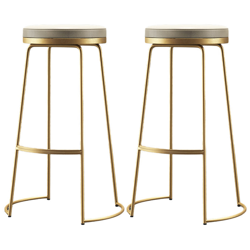 Nordic Style Barstool Round Pu Leather Cushion Bar Stool for Bar Dining Room, Set of 2 Gold 2 Piece Set Clearhalo 'Bar Furniture' 'Bar Stools' 'bar_stools' 'furn' 'furn_bar_stools' 'furniture_bar_stools' 'Kitchen & Dining Furniture' 'kitchen&dining_furn' 'kitchen' 'kitchen_furn' Furniture' 4186756