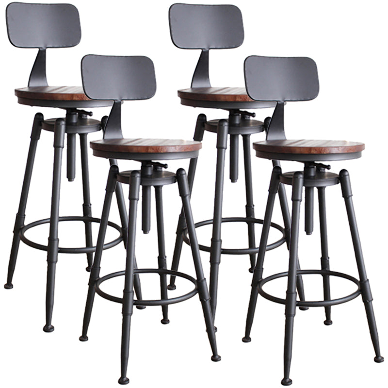 Industrial Style Round Seat Adjustable Height Counter Stool for Kitchen Bar With Back 4 Piece Set Clearhalo 'Bar Furniture' 'Bar Stools' 'bar_stools' 'furn' 'furn_bar_stools' 'furniture_bar_stools' 'Kitchen & Dining Furniture' 'kitchen&dining_furn' 'kitchen' 'kitchen_furn' Furniture' 4186772