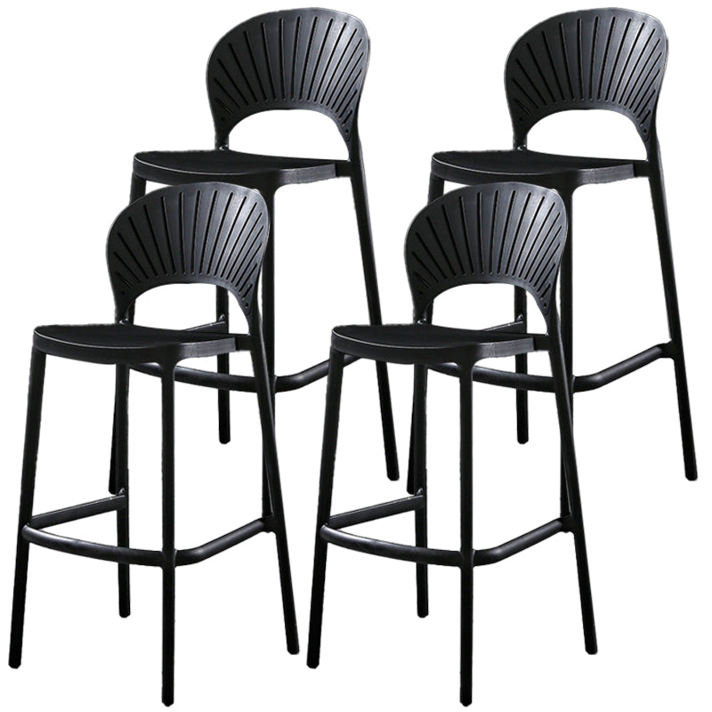 Nordic Style Plastic Barstool 4 Legs Backrest Colorful Bar Stool Black 4 Piece Set Clearhalo 'Bar Furniture' 'Bar Stools' 'bar_stools' 'furn' 'furn_bar_stools' 'furniture_bar_stools' 'Kitchen & Dining Furniture' 'kitchen&dining_furn' 'kitchen' 'kitchen_furn' Furniture' 4186788