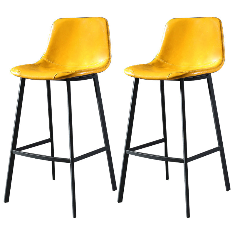 Nordic Style Leather Upholstered Barstool 4 Feet Bar Stool for Dining Room Yellow 2 Piece Set Clearhalo 'Bar Furniture' 'Bar Stools' 'bar_stools' 'furn' 'furn_bar_stools' 'furniture_bar_stools' 'Kitchen & Dining Furniture' 'kitchen&dining_furn' 'kitchen' 'kitchen_furn' Furniture' 4186845